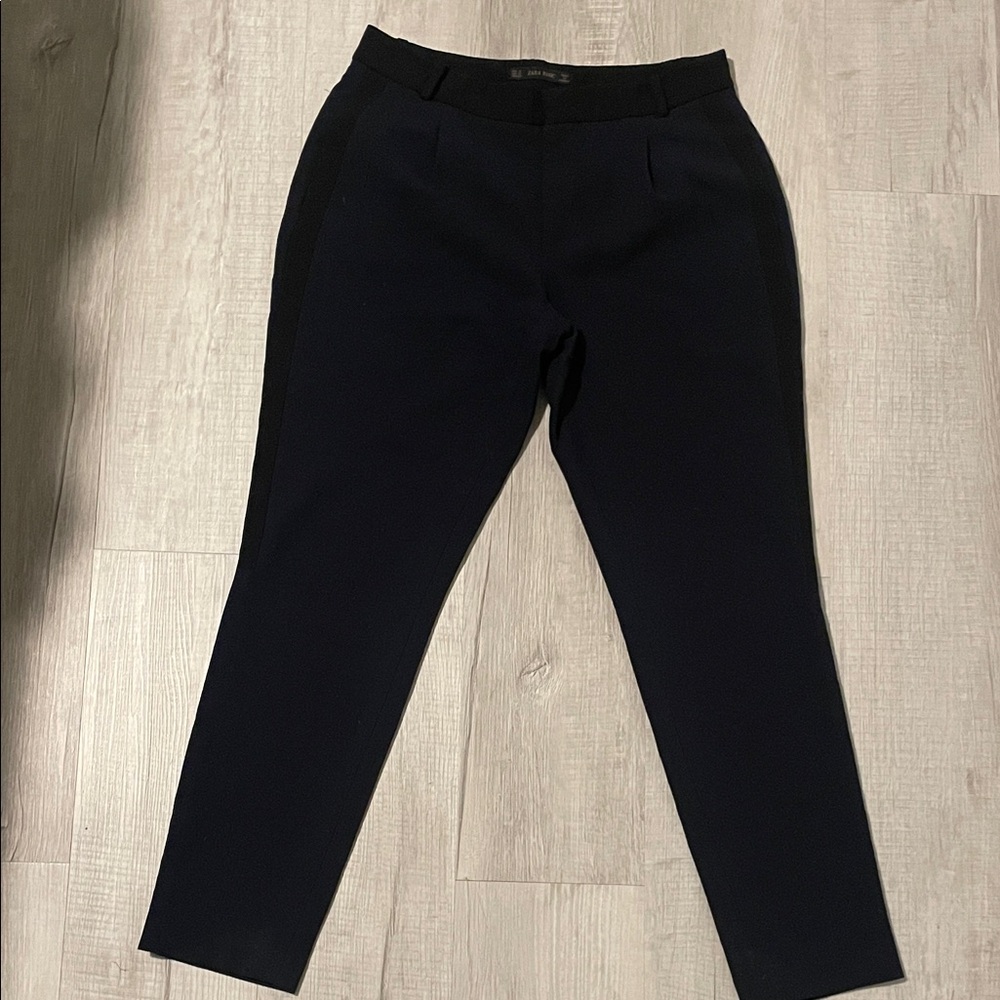 Zara Basic navy with black detail trousers